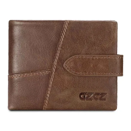 GZCZ, известный бренд, мужские кошельки, роскошные, из натуральной коровьей кожи, дизайнерский мужской кошелек с карманом для монет, на застежке-молнии, короткий, Ретро стиль - Цвет: Brown-S