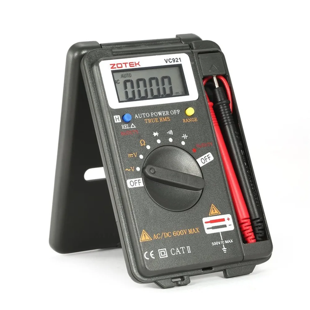 

Multimeter Pocket Tester VC921 LCD Digital Auto range DC AC Voltage Ohm Capacitance Diode Continuity Meter Tester 4000 Counts
