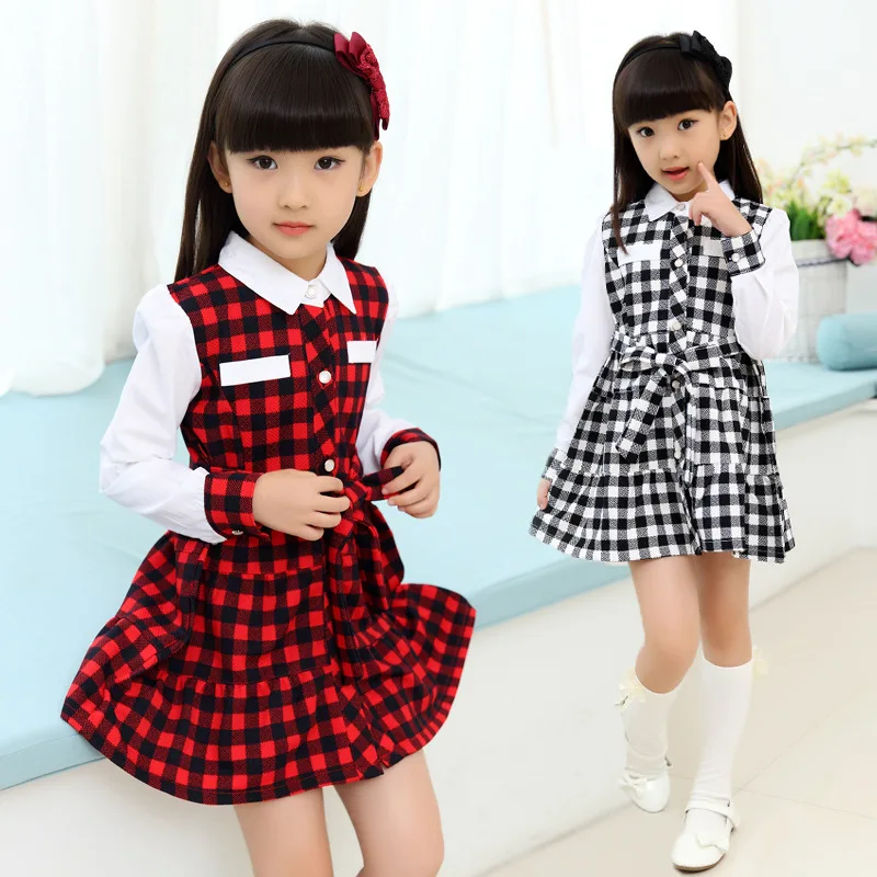 Pour 3 12 ans enfants filles coton carreaux robe petite Pour 3 12 ans enfants filles coton carreaux robe petite