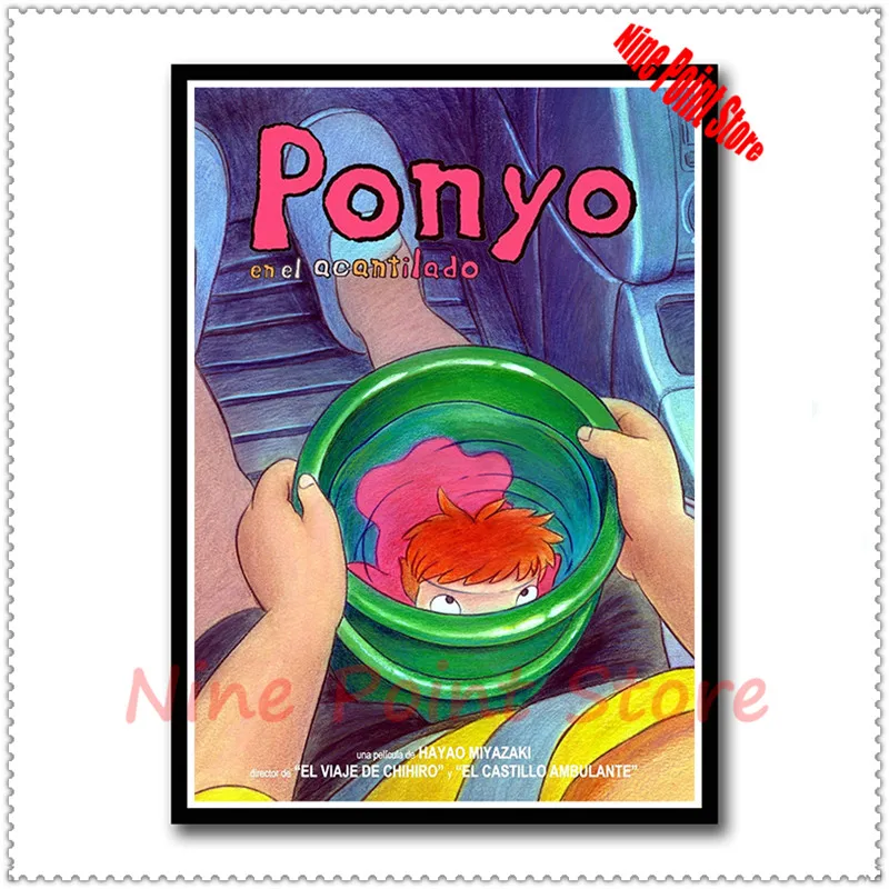 Ponyo на скале Хаяо Миядзаки бумага с покрытием классический мультфильм фильм плакат домашний Декор без рамки - Цвет: Светло-серый