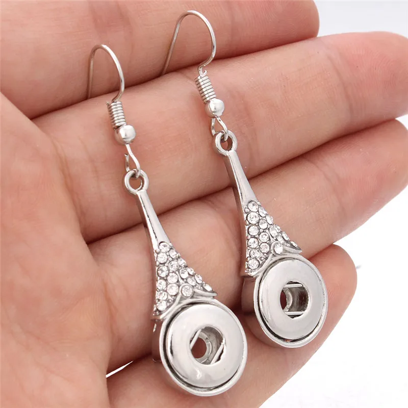 New Snap Button Jewelry Crystal Water Drop Earrings For Women Fit 12mm