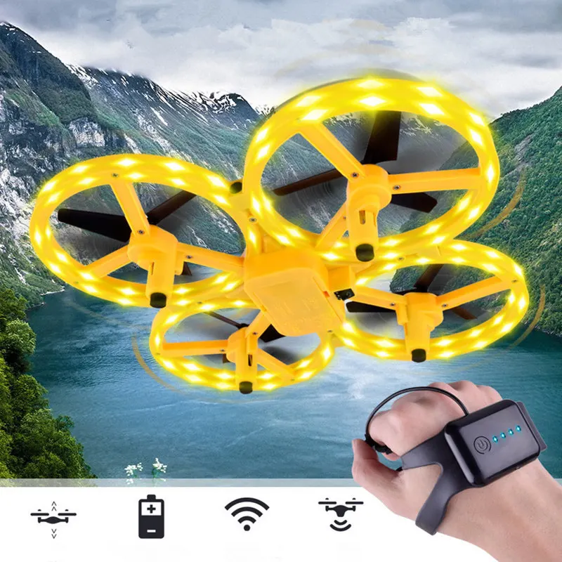 

New Four-Axis Drone Smart Watch Remote Sensing Gesture Interaction Pneumatic High Altitude Aircraft NICE Gift for The People