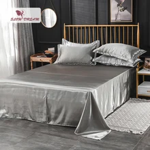 Slowdream Gray Silky Luxury Flat Sheet Home Textiles Bed Linen 100% Silk Fabric Double Queen King Size Bedding Sheet 1PCS Slowdream Gray Silky Luxury Flat Sheet Home Textiles Bed Linen 100% Silk Fabric Double Queen King Size Bedding Sheet 1PCS