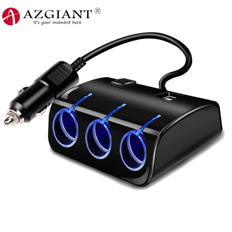 AZGIANT 3 способа 120 W машинная Зажигалка для сигарет с 3.1A Dual USB Порты и разъёмы подходит для смартфонов, Планшеты, gps, MP3 используется в автомобиле