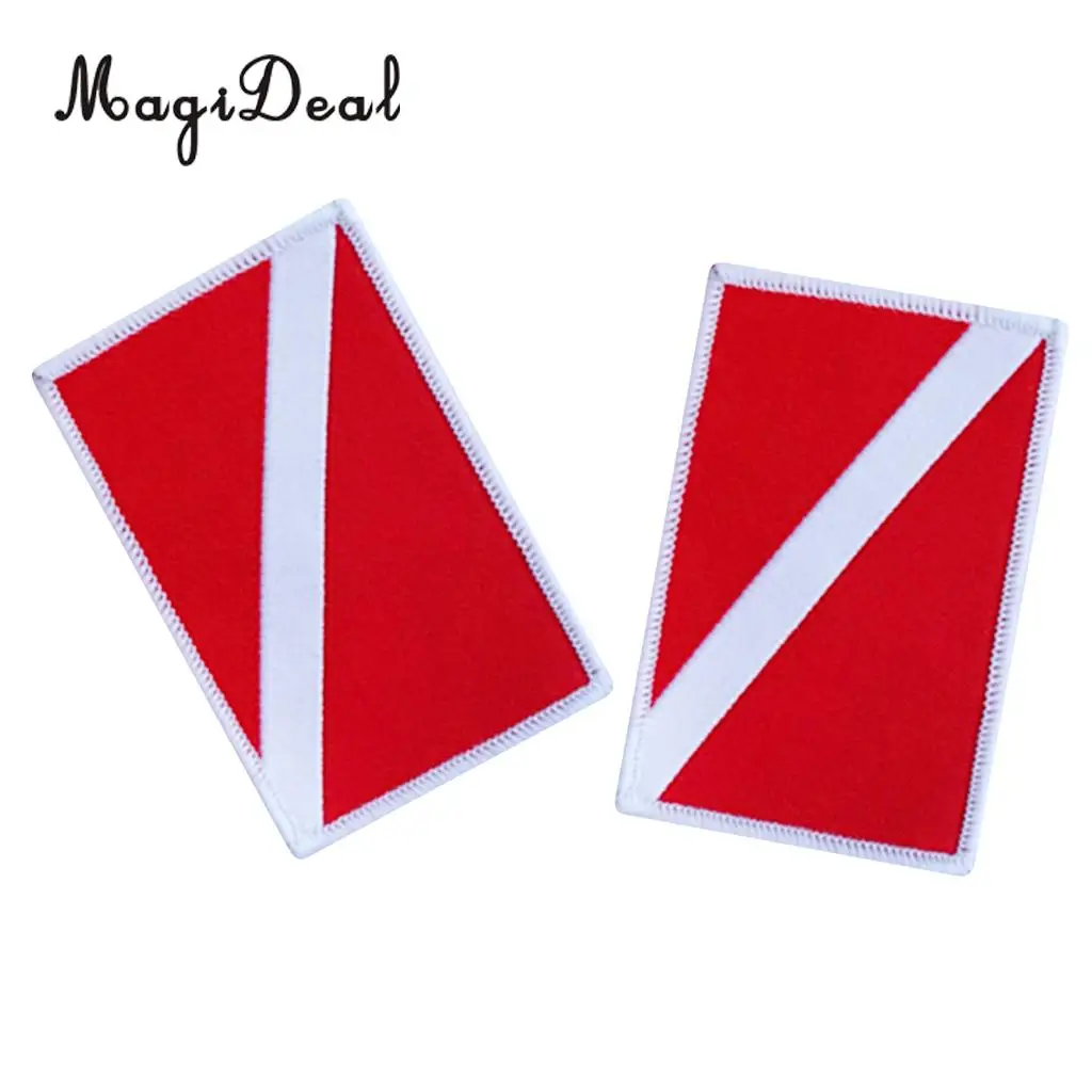 MagiDeal 2 Pieces Scuba Diving Flag Patch Backpack Badge Sew On Embroidered Patches SCUBA Snorkeling Swimming Diving Accessories