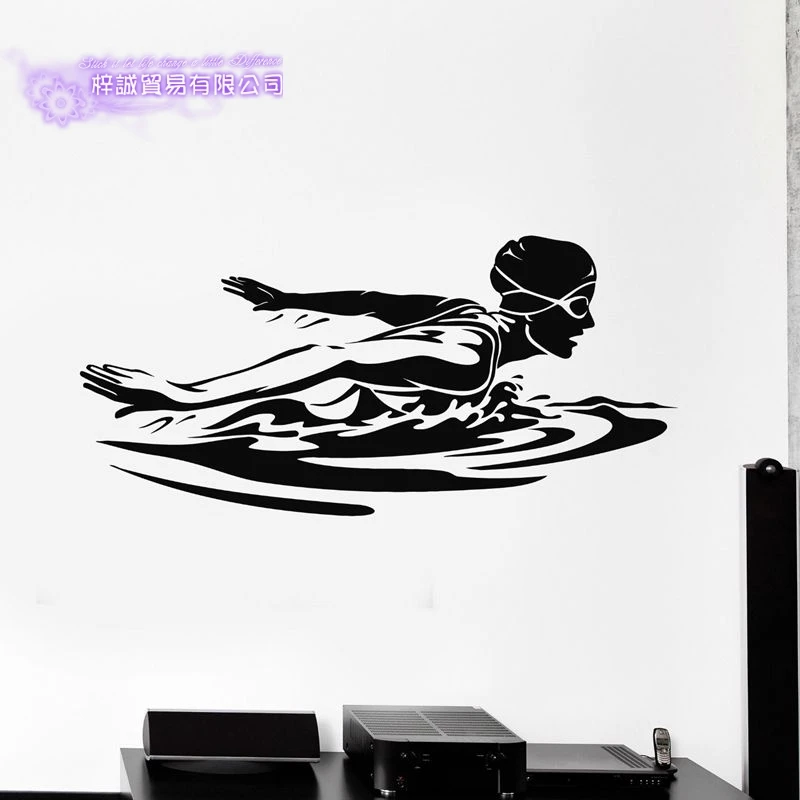 Woman Swim Sticker Swimmer Decal Swimming Posters Vinyl Wall Decals Pegatina Quadro Parede Decor Mural Swim Sticker