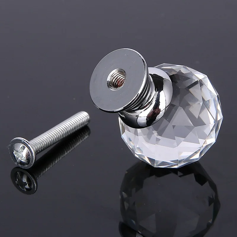 MEGAIRON Clear Crystal Door Handles Kitchen Knobs Glass Drawer