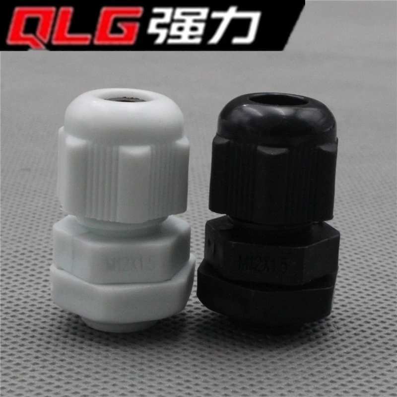 1piece M12*1.5 Waterproof Nylon Plastic Cable Gland Connector for 3-6.5mm Cable black color IP68 Factory