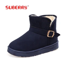 Special Offer!SUBERRY High Quality Cozy Warm Fur Inside Snow Boots Winter Shoes Buckle Ankle Boots Flat Casual Boots For Women 9