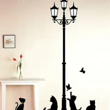 Популярные древние Лампы Кошки и птицы настенные наклейки настенные фрески домашний декор комнаты дети наклейки обои