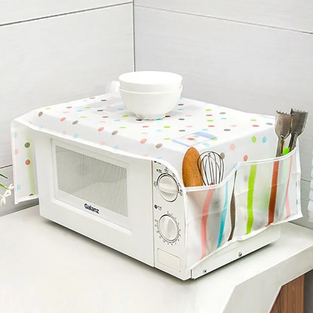 Transparent PEVA Printing Microwave Oven Cover with Storage Pouch Oil-proof Waterproof Dust Protect Case 85x35cm FC111 | Дом и сад