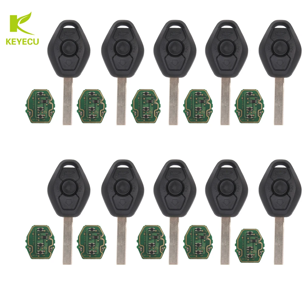 KEYECU 10PCS Replacement Remote Head Chip Key Keyless Entry 3 Button