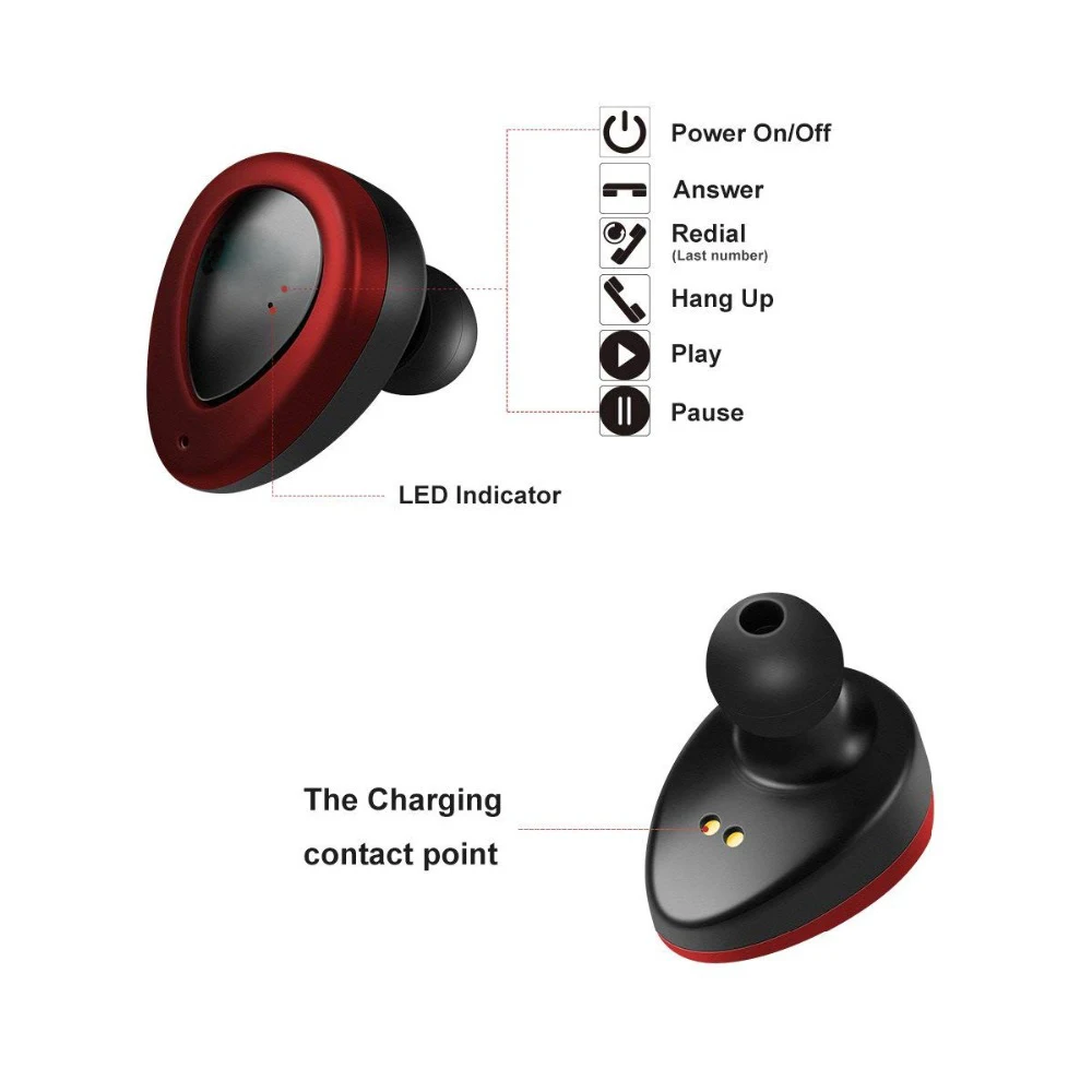 Bluetooth гарнитура беспроводная двойная стерео bluetooth встроенный микрофон и зарядная