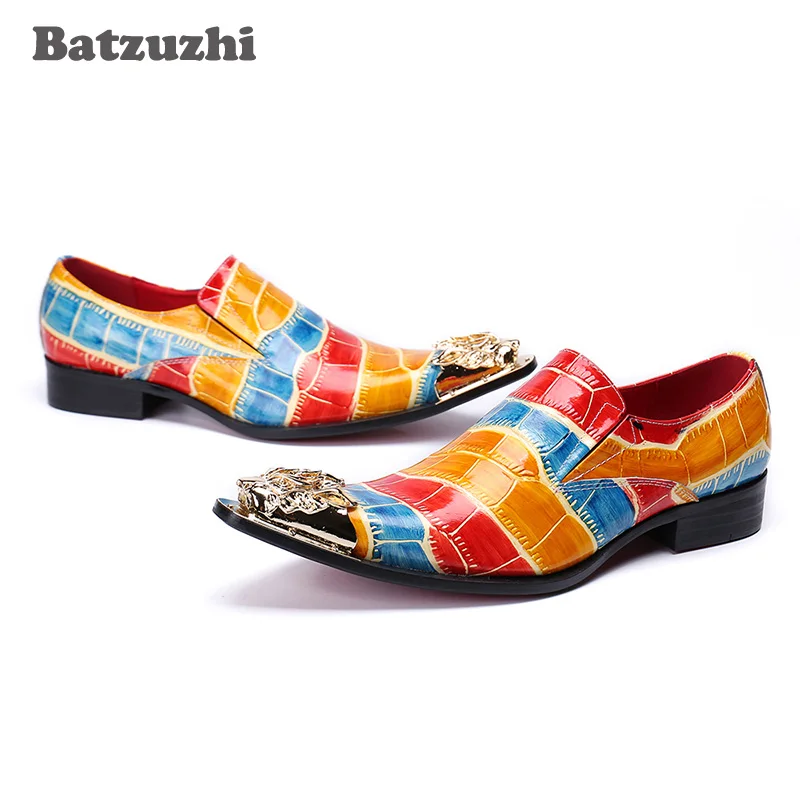 Batzuzhi Luxury Men Shoes Genuine Leather Italian Style Pointed Toe Men