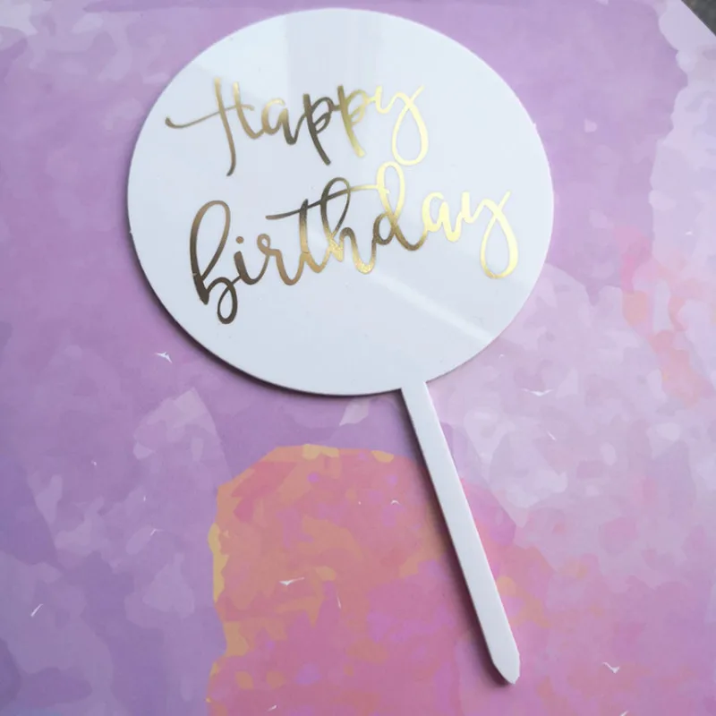 С Днем Рождения акриловый торт Топпер Золотая, серебряная, блестящая украшения для кексов для торта украшения детский душ день рождения принадлежности