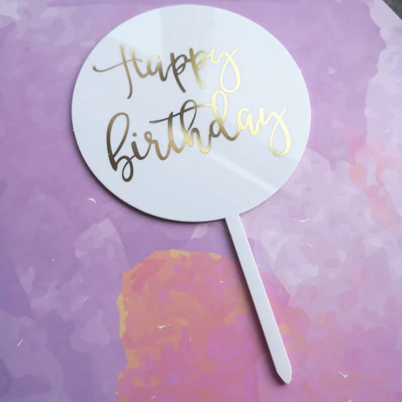 

Happy Birthday Acrylic Cake Topper Gold Silver Glitter Cupcake Topper For Cake Decorations Baby Shower Birthday Party Supplies