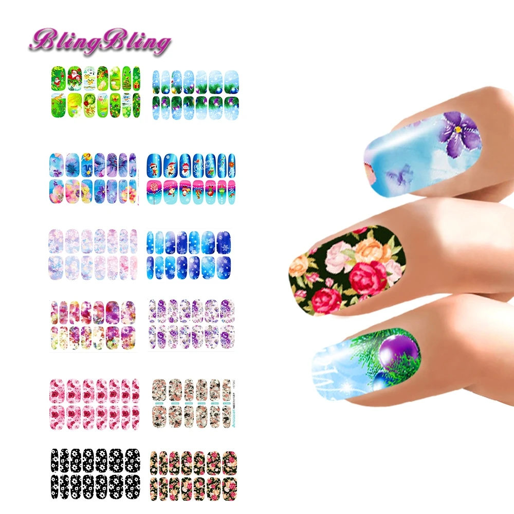 12 PCS Water Transfer Nail Art Sticker Decals Accessories Red Purple