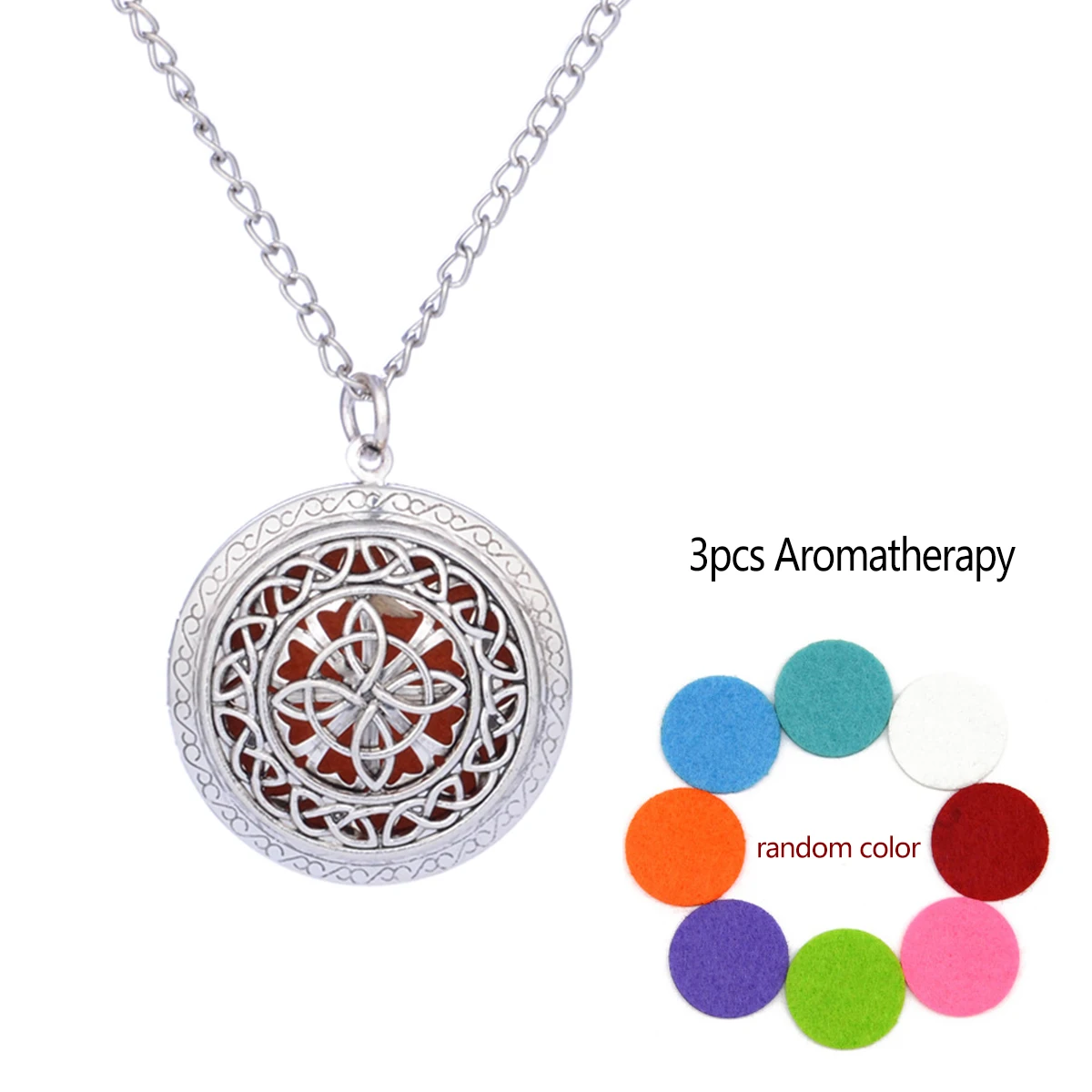 Aromatherapy Locket Necklace Hollow Round Pendant With Pads Oil Essential Diffuser Open Pendant Necklace Fashion Jewelry