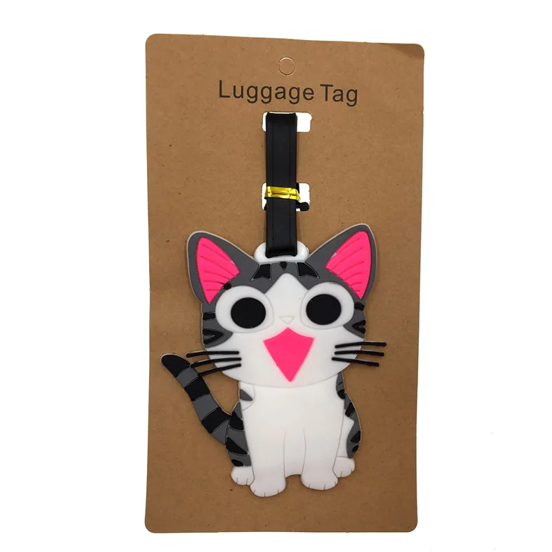 

Cartoon Cheese Cat Luggage Tag Travel Accessories Silica Gel Suitcase ID Address Kawaii Holder Baggage Boarding Tag Portable