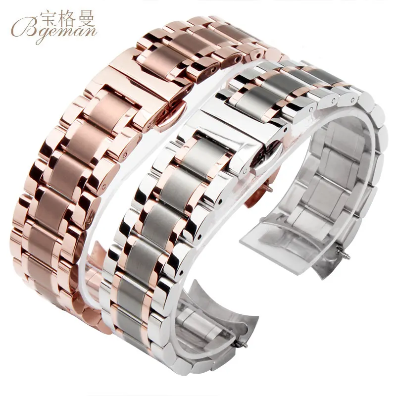 Нержавеющая сталь часы ремешок металл 18 | 20 | 22 мм, мужской и женский общий розовое золото