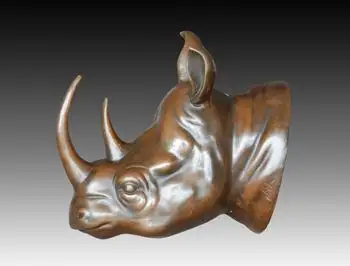 

Bronze rhinoceros Head Sculpture wall hanging decor Bronze Statue Figurines Superior Business Gift Animal Bust Figurine