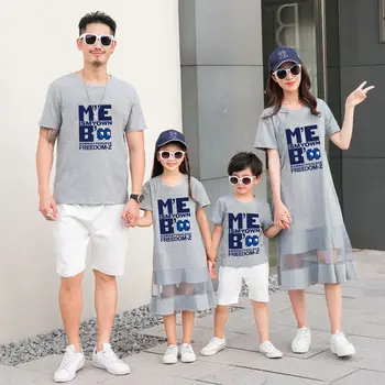 

Father Mother Baby Matching Clothes for Family Dress Summer Clothing Mother Daughter Dresses Father Son T- Shirts + Pants