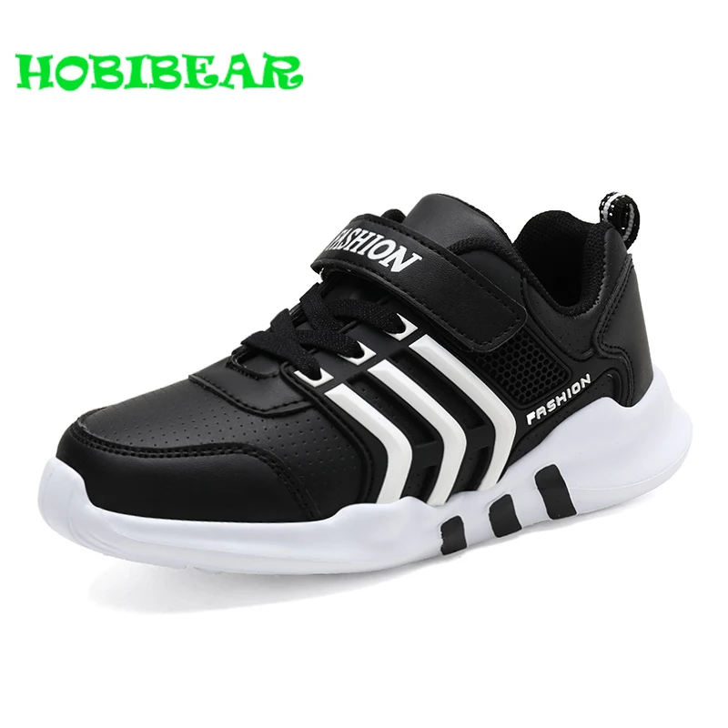 

HOBIBEAR Boy Sneakers For Kids Soft Breathable Running Shoe Boys Blue Black Pu Leather Teenage Trainers Fashion Young Sport Shoe