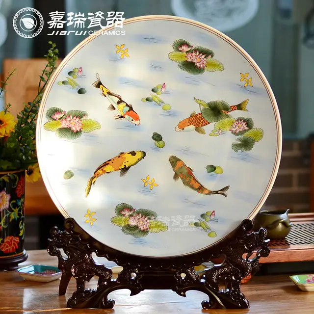 Chinese Antique Round Porcelain Decorative Plates Decorative Ceramic