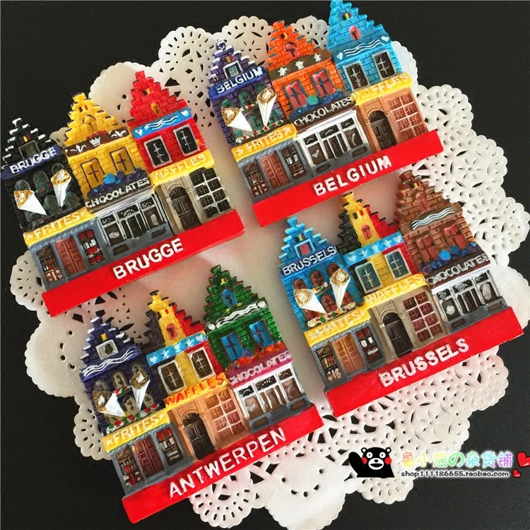 

Belgium Brussels Landmarks Tourism Travel Souvenir 3D Resin Fridge Magnet Craft Swan Cafe Home Fridge Magnets Decor Accessories