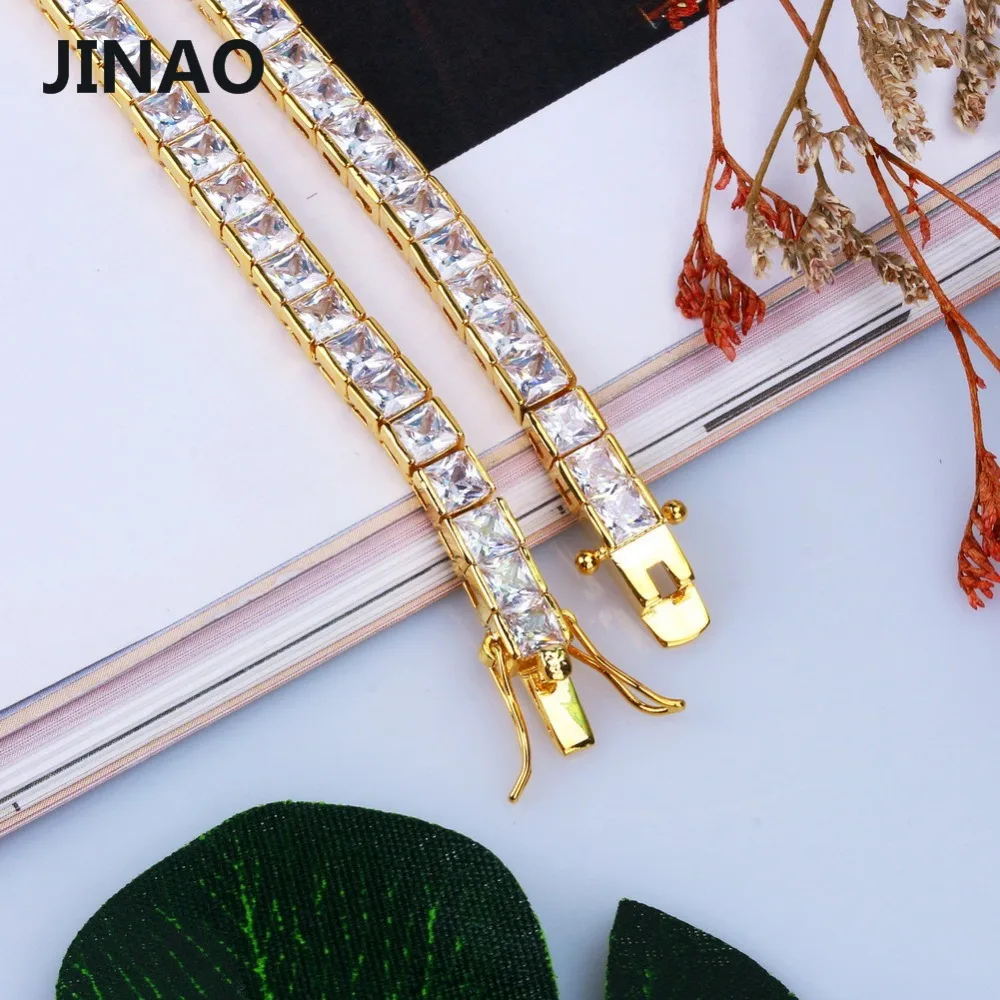 1 Row 6mm Hip Hop Bracelet Gold Color Plated Micro Pave AAA Cubic Zirconia Iced Out Bling Box Chain Bracelet Men's Gift bracelet jewelry