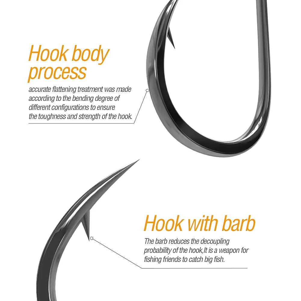 DONQL 100pcs Fishing Hooks Set Carbon Steel Single Circle Fishhook Fly Fishing Jip Barbed Carp Hooks Sea Tackle Accessories