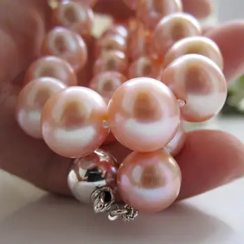 

Women Gift word 925 Sterling real Light purple 10-11mm round bright red natural freshwater pearl necklace, necklace, genu