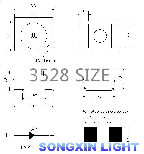 500 шт./лот 3528 SMD светодиодный Диод Супер яркий 1210 теплый белый/холодный белый каждый 250 шт. 3528 Белый 2x250 = 500 шт 3528 WW/CW