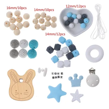 

Silicone Beads Pacifier Clip Baby Teething Beads Set Nursing DIY Chew Jewelry Teething Necklace Teether
