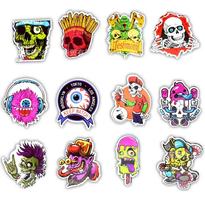 50pcs Terror Stickers Pack Horror Skeleton Pegatinas Waterproof Graffiti Funny Sticker Bomb For Luggage Skateboard Motorcycle