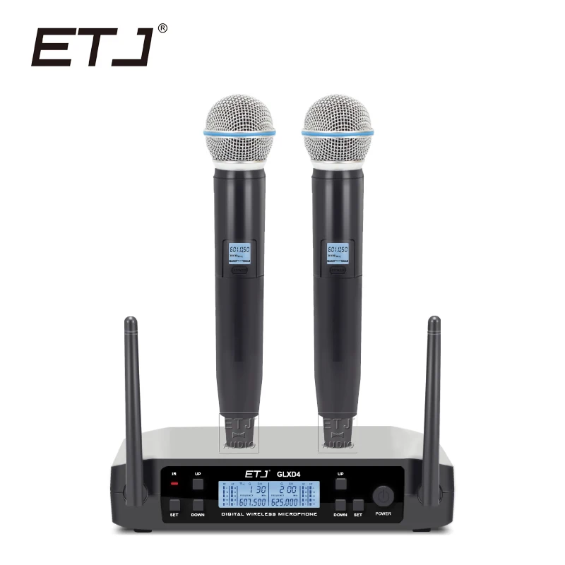 ETJ бренд UHF двойной беспроводной микрофон системы BETA58 GLXD4 микрофон для сцены больше каналов, чем SLX24 и PGX24