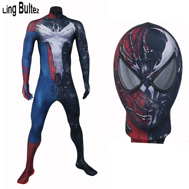 

Ling Bultez High Quality Newest Venom Spiderman Suit Man Mixed Venom Costume Original Venom Spandex Suit