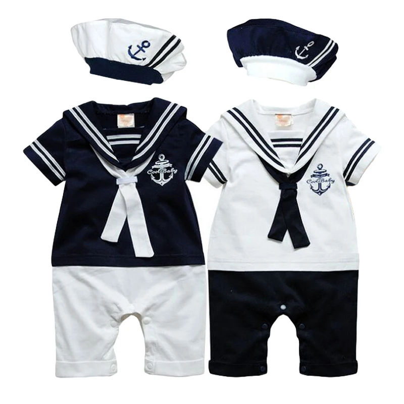 NEWBABY Just Arrived Nautical Anchor Unisex Baby Short Sleeves Climbing Clothes For 0-24m Baby