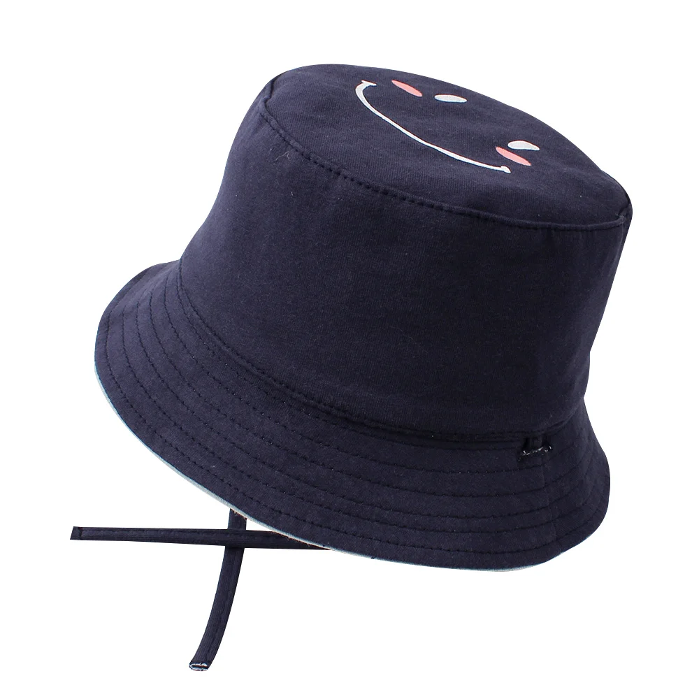Fashion Smile Baby Bucket Hat 2 Side Use Cute Print Baby Hat For Girls Lace Up Wide Brim Boys Cap Autumn Baby Boys Clothing   (16)