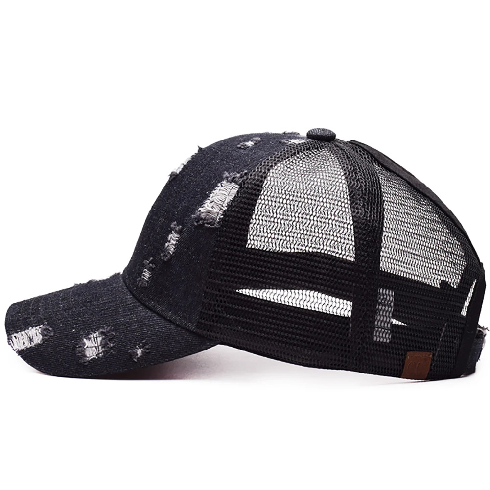 

Easy To Carry Sunshade Cowboy Hole Daily Adjustable Rear Opening Baseball Cap Outdoor All Season Lightweight Horsetail Hat Mesh