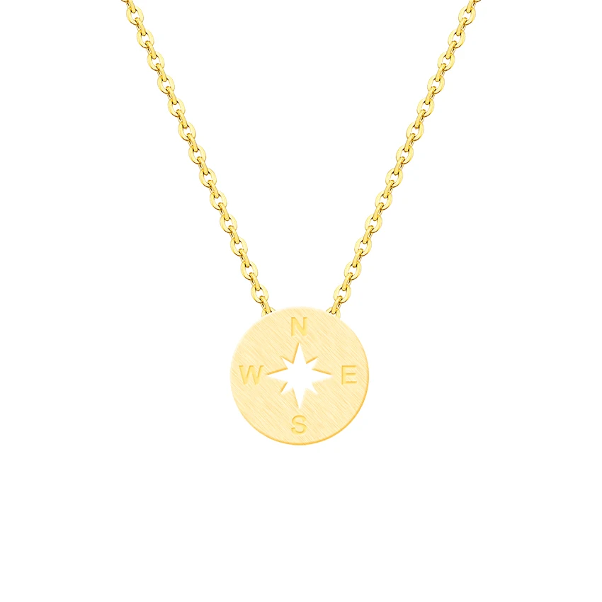 

10PCS Fashion Gold Color North and South Direction Choker Compass Pendant Necklace Going Places Clavicle Chain Statement Women