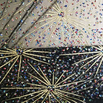 

1 yard Mix Colorful Stone Pyrotechnics Bronzing Sequin Fabric Gold Fireworks Translucent Dress Lace Shabby Chic Telas