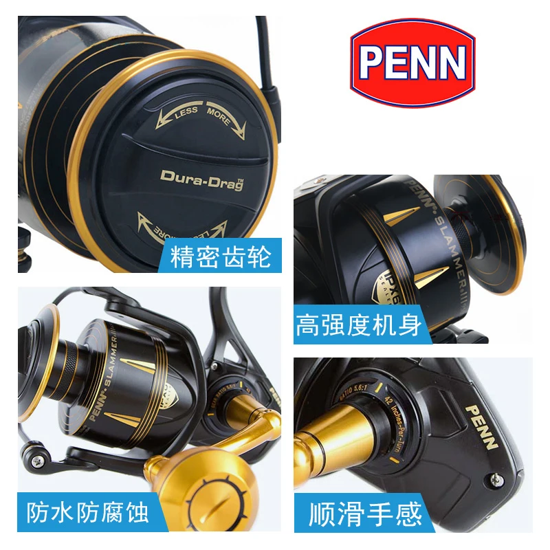 PENN SLAMMER III SLAIII 8500 Spinning Fishing Reel 6+1BB Full Metal Body CNC Gear IPX6 Sealed Saltwater Reels
