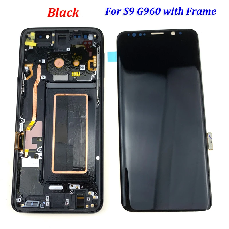 AMOLED Замена для SAMSUNG Galaxy S9 S9+ ЖК сенсорный экран дигитайзер с рамкой G960 G965 дисплей - Цвет: S9 with Black Frame