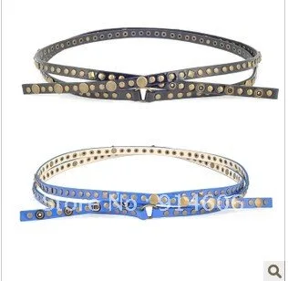 Europe and the United States punk wind around two ring belt rivet lady fine money |