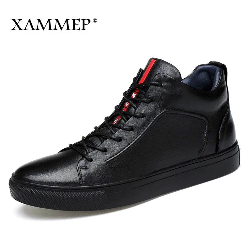 

Genuine Leather Men Shoes Casual Shoes Brand Winter Boots Men Winter Shoes Flats Sneaker Plush Spring Autumn Big Size Xammep