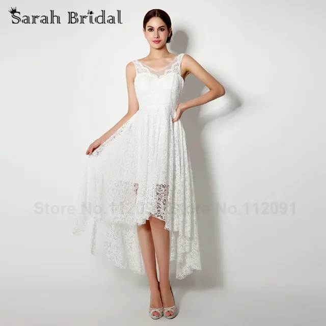 Y Sheer Lace Wedding Dresses High Low 2017 Hot V Neck Simple Y Sheer Lace Wedding Dresses High Low 2017 Hot V Neck Simple White Beach Bridal Gowns Vestido De Noiva In Stock Sw039 From