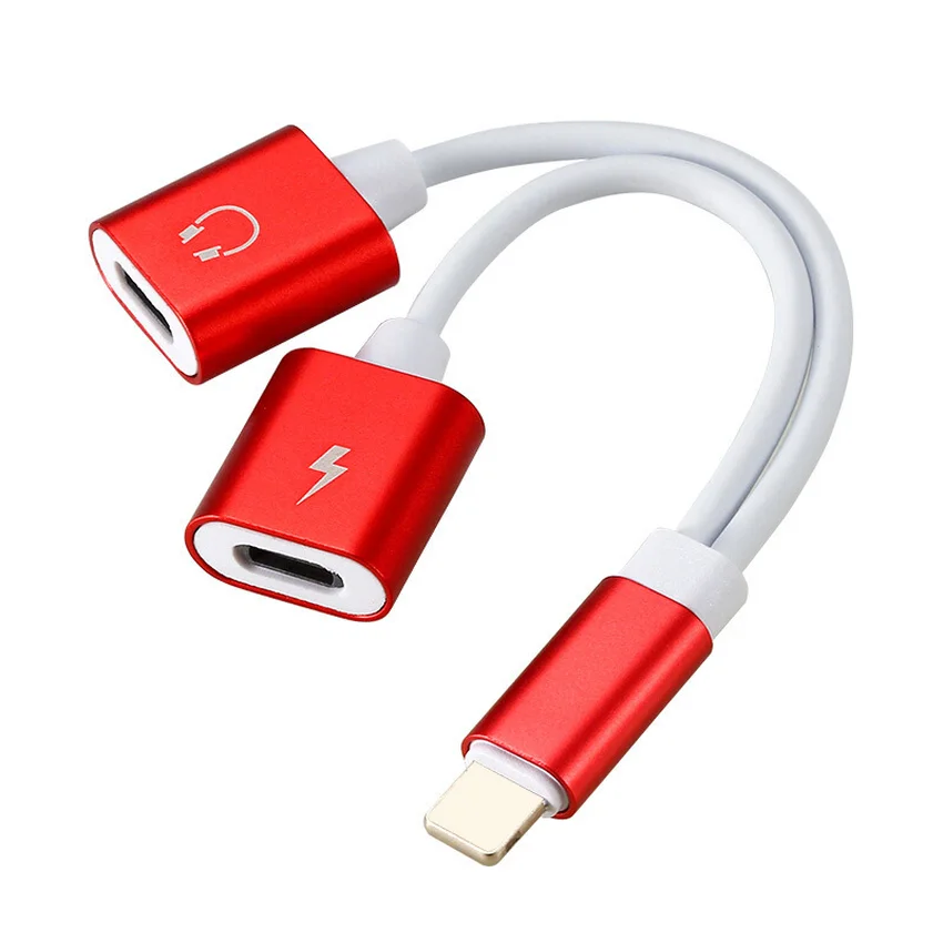 For iPhone X 7P headphone adapter iphone8 dual lighting line control two in one listening song charging line For iPhone X 7P headphone adapter iphone8 dual lighting line control two in one listening song charging line