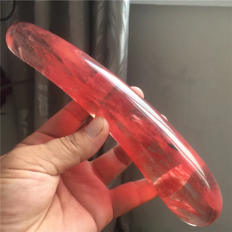 Красивая Плавленая кварцевая красная кристально гладкая Массажная палочка