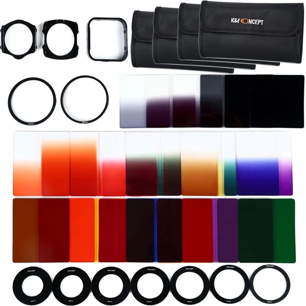 К& F Концепция 40in1 Окончил ND Серый набор Цветных фильтров Держатель комплект для Nikon D5300 D5200 D5100 D3300 D3200 D3100 DSLR камеров